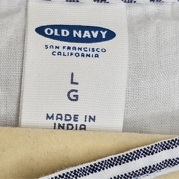 Old Navy Blue and White Striped Floral Eyelet Mini Dress Lightweight Large - Picture 6 of 7